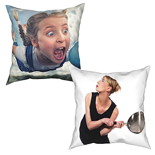 Custom Pillow 2 Pcs Personalized Photo Pillow Set of 2 Custom Picture Design Pillow Custom Pillow with Picture Throw Pillow 12"x12"