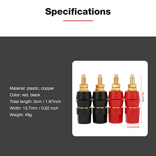 4 Pzs Conector Banana Panel Audio Negro y Rojo miniatura 5