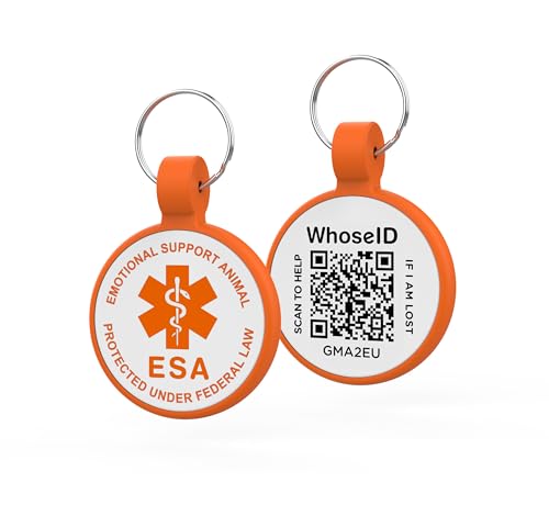 WhoseID Etiqueta de perro con código QR, silenciosa, impermeable, ligera, modificable, perfil en línea gratuito de mascotas, escanea el código QR, envía correo electrónico instantáneo de alerta de