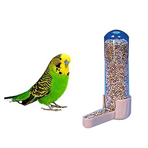 Tube Shape Cage Food, Seed, Water Feeder Dispenser Cum Bowl with Removable Tray - No Spill No Mess (White) (B07DHVHR1S) Amazon Price History, Amazon Price Tracker