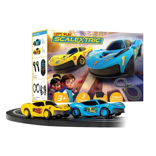 Scalextric - G1189M My First Let's Play! Racing Tracks Sets for Kids Ages 3+ - Mains Powered Micro Race Set, Toy Car Kits for Boys. Incl. 1x Speed Track, 2x Cars, 2x Controllers - Toys Gifts