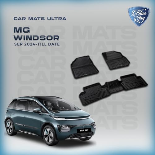 Image of Blue Jay Ultra TPE Car Floor Mats | MG Windsor EV (SEP 2024-TILL Date) Premium Luxury Mats | Washable Waterproof All Weather Mats | Black
