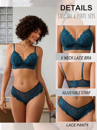 Image of Avidlove Lingerie Set for Women Sexy Lace Bra and Panty Sets 2 Piece Lace Bralette Set