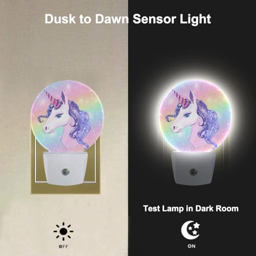 Image of Cute Unicorn Night Light Unicorn Rainbow Plug-in Nightlight Energy Saving 0.5W LED Lighting for Boys Girls Men Women
