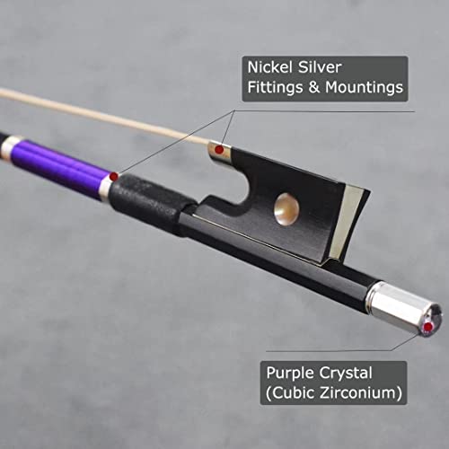 Unique Carbon Fibre Violin Bow With Purple Crystal Full Size 4/4 Standard Weight Fiddle Bow Ebony Frog Mongolian Horsehair #TOP2
