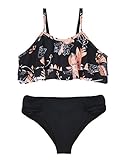 Hilor Girl's Bikini Set Flounce Two Piece Swimsuits Kids Monokini Bathing Suits Chrysanthemum 10-11 Years