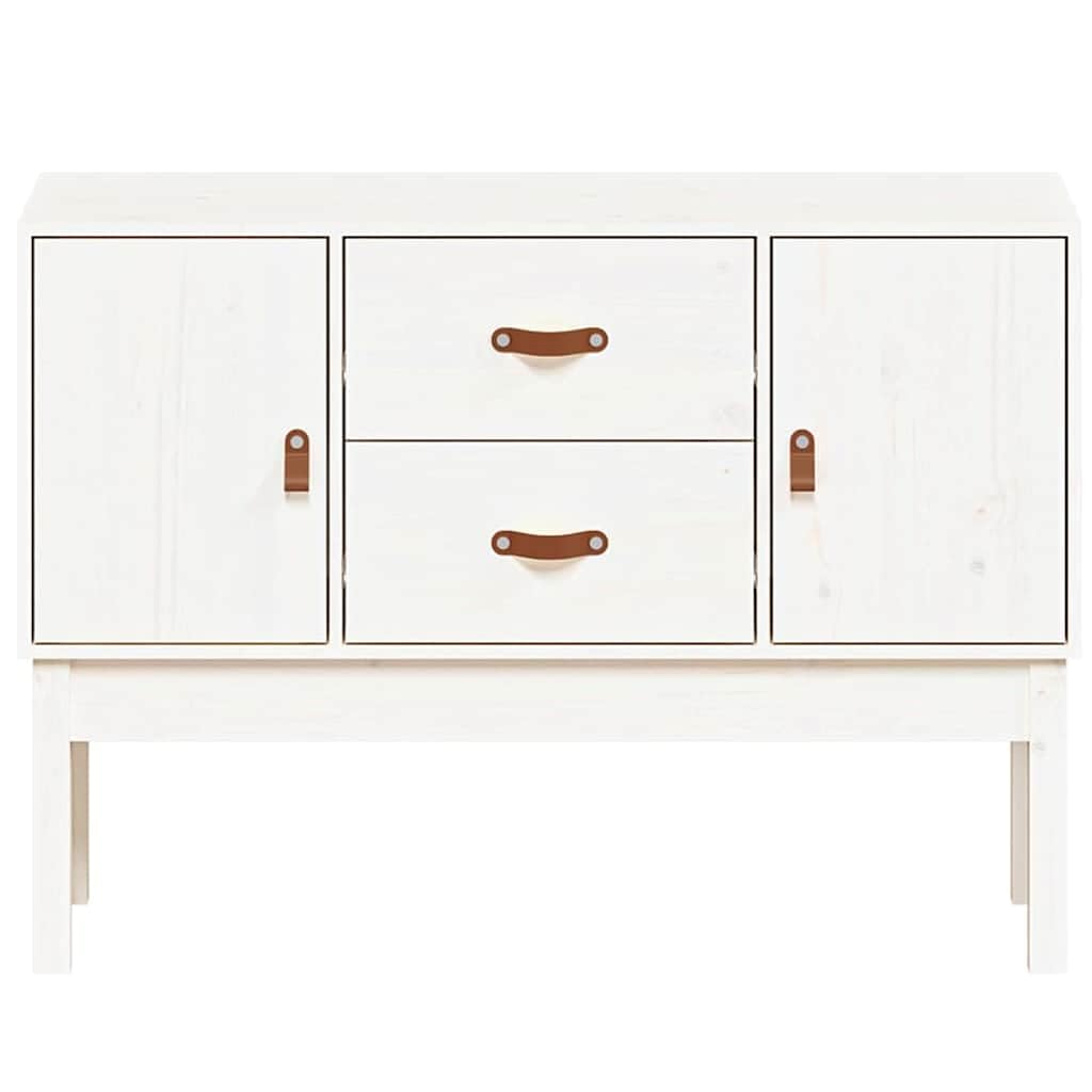 Credenza bianca, 110 x 40 x 78 cm, in legno massello di pino
