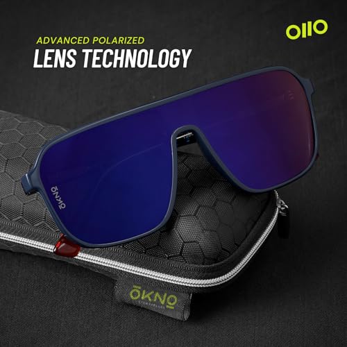 Image of Eyewearlabs OKNO | Polarized Over-Sized Unilens Rectangular Branded Stylish Sunglasses For Men & Women | 100% UV Protection Shades | Cricket Sports Cycling Driving | RYFT