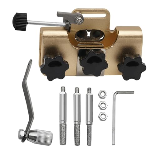 Juego de afilador de motosierra, afilador de motosierra, juego de afilado de motosierra de aleación de aluminio con 3 puntas - Afilador de cadena portátil con manivela para motosierras y sierras