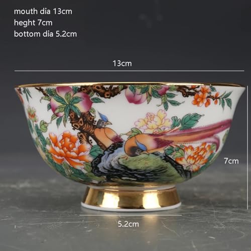 Cuenco de porcelana antigua de la dinastía Qing esmaltado con diámetro de 13 cm 4