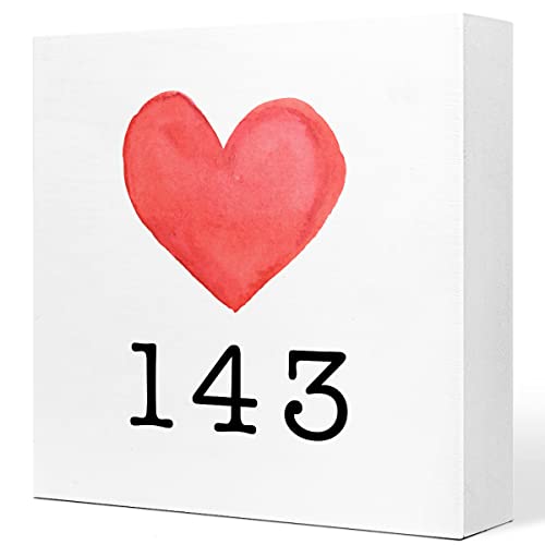 143 I Love You Gifts,Valentine's Day Wood Table Sign,Love Wooden Decor,Couples Gift Ideas,Wedding Gifts for Couple,Love Decorations for Home Bedroom Shelf Desk Decor