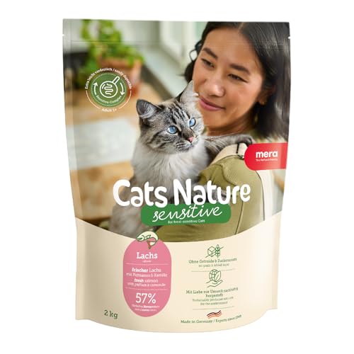 MERA Cats Nature Sensitive Lachs Katzenfutter Trocken 400g | Mono-Protein, getreidefrei & zuckerfrei | Katzen Trockenfutter hoher Fleischanteil & leicht verdaulich