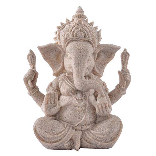 Statue de Ganesha pour décoration maison zen | Sculpture éléphant en grès de table