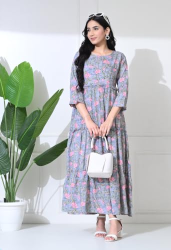 Image of Amazon Brand - Tavasya Women Long Maternity Kurta | Feeding Kurti | Comfort Maxi Dress
