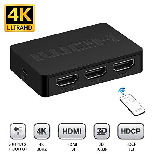 HDMI 切替器 3入力1出力 HDMI分配器/セレクター 3入力1出力 電源不要 3D 1080P/2K/4K 視覚効果抜群 HDTV/Blu-Ray player/DVD/DVR/Xbox / PS4/Nintendo Switch 液晶テレビ対応