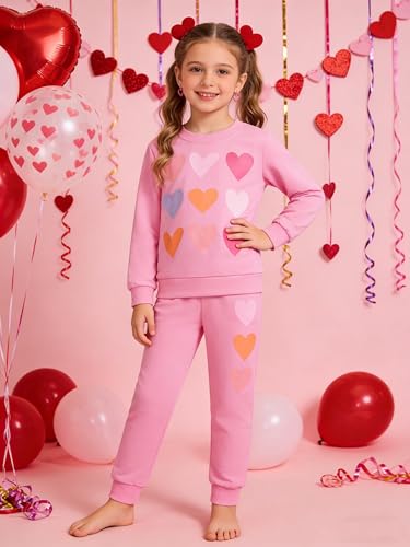 Image of Little Girls Outfits 2 Piece Toddler Long Sleeve Sweatshirt Leggings Pants Fall Winter Clothing Set 2-10 Years