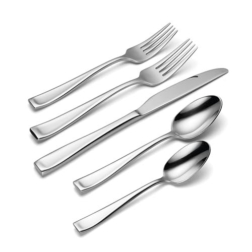 image for Oneida Silverware Set For 12, Moda 65-Piece Fine Flatware Set with Ser