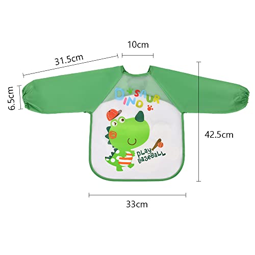 Vicloon Bibs with Sleeves, 4 Pcs Baby Waterproof Weaning Toddler Bib - Image 2