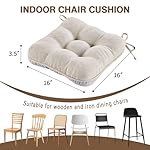 BETU Chair Cushions for Dining Chairs Set of 4,3.5" Thick Kitchen Table Chair Pads with Ties,Non Slip Backing and Covers, Seat Cushion for Dining Room,Bar,Patio Chairs,16"X16"X3.5",Beige - Image 2