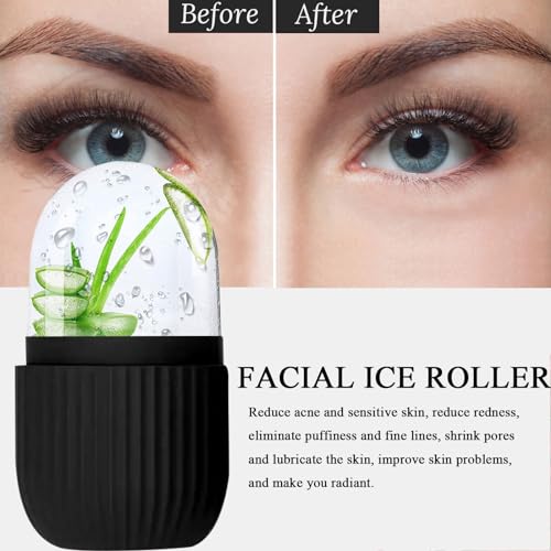 Ice Roller,Ice Roller Visage,Glacon Visage,Massage de la Glace pour Les Yeux Réutilisable,Soins de la Peau Compresse de Glace Rétrécit Les Pores Réduit Les Poches Améliore l'élasticité de la Peau – vue 3