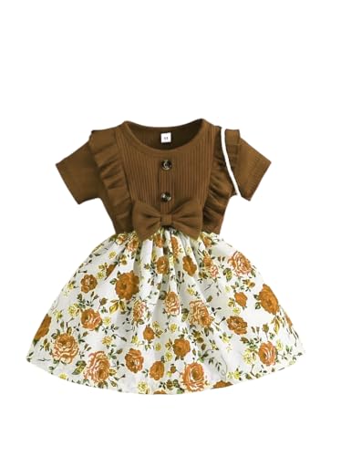 Image of Buy & Try by Dharmikaay Lycra Girl's Floral Printed Frock Dress for Girls Short Frock Baby Princess Wester Dress| Stylish Fancy Kids Clothing for Festival, Birthday, Fashion