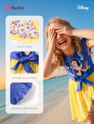 Image of Disney Princess Frozen Elsa Minnie Mouse Stitch Toddler Girl Romper With Skirt Overlay Summer Jumpsuit with Bow 2-6 Years