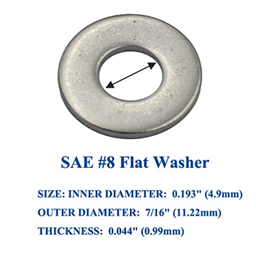 Dgol 200 Pcs #8 304 Stainless Steel Sae Flat Washer, Outer Diameter 7/16 Inch Washers Assortment Kit #TOP3