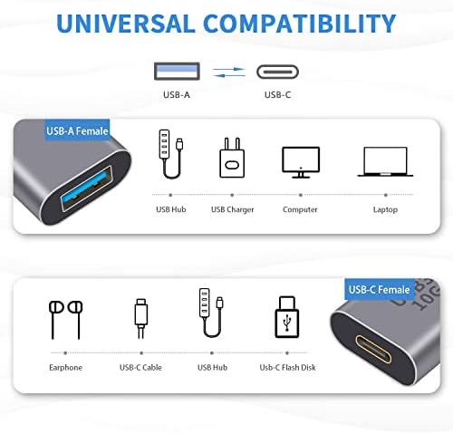 Duttek Adapter USB C żeński na USB żeński 3.1 Gen2, adapter USB 3.1 A na USB typu C, dwustronny 10 Gb/s, obsługuje synchronizację danych i ładowanie laptopa, komputera itp. 1 opakowanie