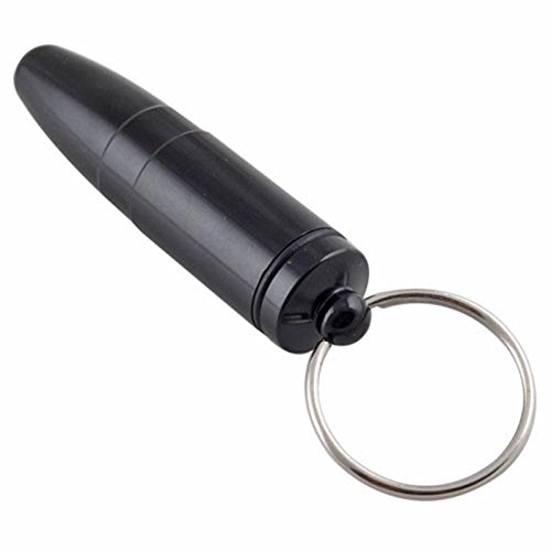 KeyZone Waterproof Aluminum Pill Box Case Bottle Holder Container Keychain Black