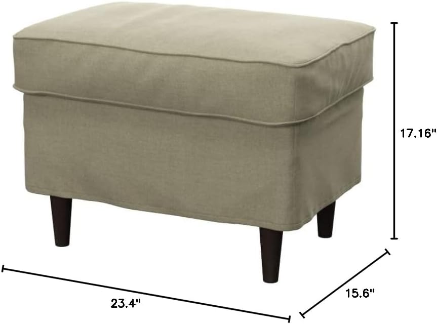 Soferia Replacement Compatible Cover for Strandmon Footstool, Fabric Elegance Beige