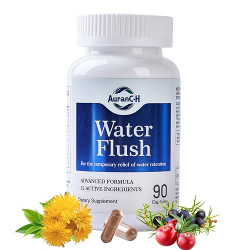 Natural Water Retention Capsules for Weight Control, Water Detox Support 12-in-1 Herbal Ingredients, Instant Relief from Bloat and Swelling, Fluid Balance 90 Vegan Capsules