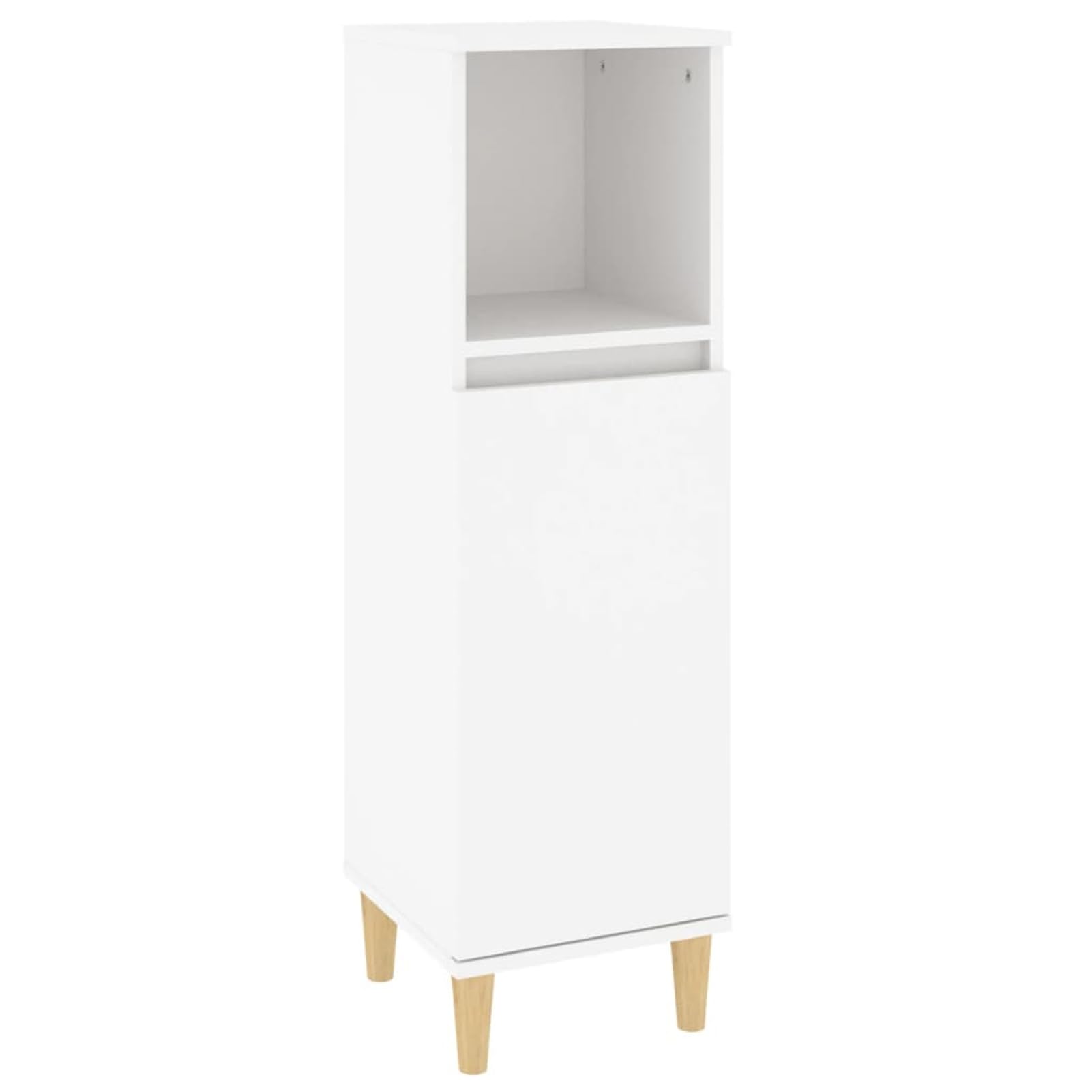 Gecheer Set Mobili da Bagno 3 Pezzi, Mobile Lavabo 80 cm con Armadietto Alto 190 cm e Armadietto Basso 100 cm in Legno Multistrato ed Eucalipto Bianco, per Bagno
