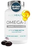 PUREHEALTH RESEARCH Nano Omega 3 Mini Softgels - Omega 3 Fatty Acid Supplements- Burpless Fish Oil,