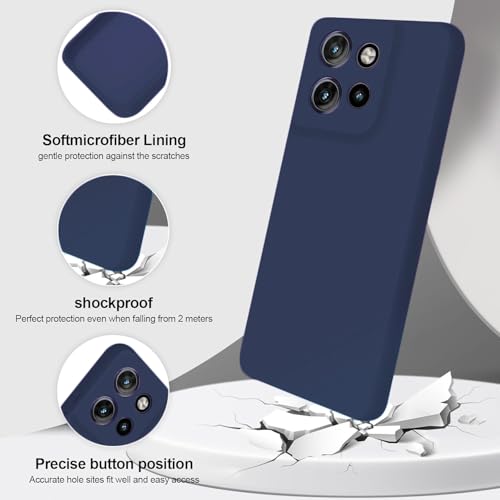 Image of DIZORO Microfiber Candy Case for Motorola Edge 50 Neo 5G Smooth Touch Cushion Liquid Soft Silicone Gel Rubber Phone Cases Non-Slip Full Body Protective Shockproof Back Cover - Navy Blue