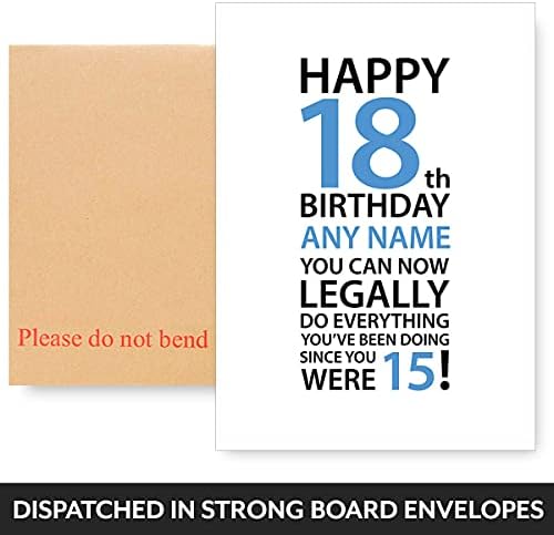 PERSONALISED 18th Birthday Card for Son, Brother, friend, BFF, Brother in Law, Grandson, Godson or Nephew. On his eighteenth Birthday when hes 18 years old. Funny 18th Birthday Cards for boys