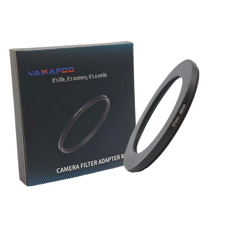 YAMAFOO 67mm to 49mm Step-Up Ring/Step Down Rings Filter Adapter for All Brands UV ND CPL Metal Ring Step-Up Rings Adapter Filter,Black (67-49)