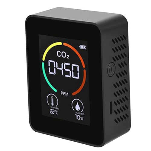 Rilevatore di CO2 3 in 1 Rilevatore di anidride carbonica, sensore CO2 portatile con display LCD, misuratore di temperatura e umidità con allarme per, tende a coltivazione, 400-5000ppm nero, r