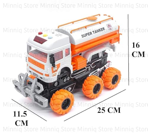 Image of Super Tanker 6x6 Truck with Lights and Sounds Friction Powered Trailer Model Diecast Truck Toys Best Birthday Gift for Kids (Super Tanker 6x6 Truck)