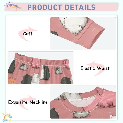 Pajama Sets Long Sleeve Pattern Of Cute Cats Soft Comfy Sleepwear 2 Piece PJS 3-8T4