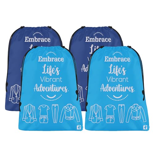 Image of Kuber Industries Pack of 4 Cloth Storage Bag | Storage Organizer | Travel Cloth Carrying Bag | Garments Cover for Laundry | Travel Storage Organizer for Clothing | Medium | Sky & Royal Blue