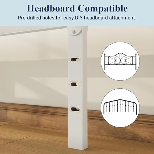 Image of Allewie King Size Bed Frame, 12 Inch Metal Platform Beds with Storage Space, No Box Spring Required and Easy Assembly, White