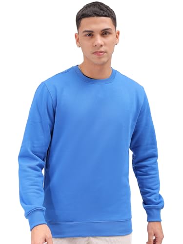 Image of The Indian Garage Co Men Regular Fit Solid Crew Neck Overhead Sweatshirt