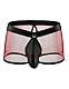 comeondear Sexy Boxershorts Herren mit Öffnung PU Leder Sissy Dessous Männer String Tanga Mesh Große Größen Wetlook Unterwäsche Latex Slip mit Loch Gay Underwear Briefs Men Thong Boxer Shorts(Rot,XL)