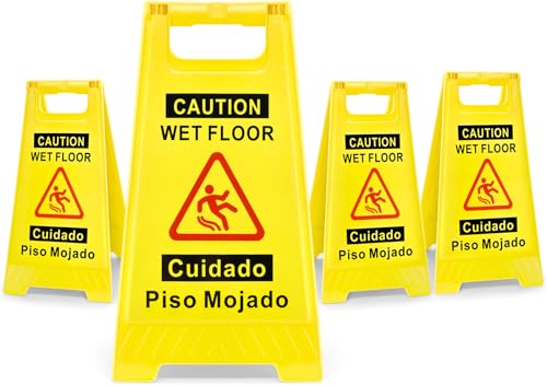 4-Pack Caution Wet Floor Sign, 17.5