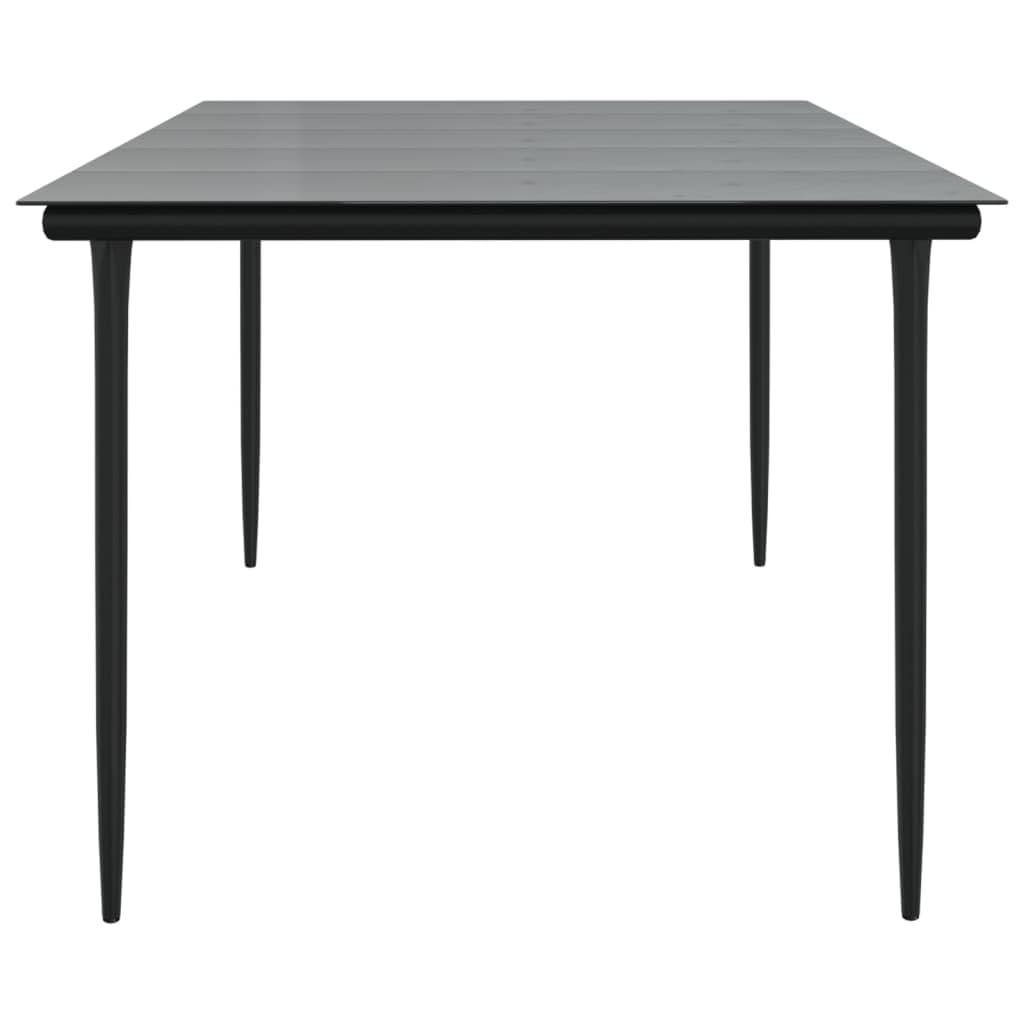 Mesa de comedor de jardín negra 200 x 100 x 74 cm, acero y vidrio templado, robusta, mesa de exterior, fácil de limpiar, para terraza y jardín, diseño moderno