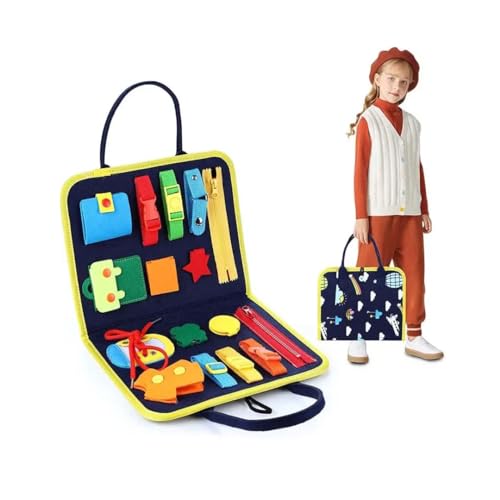 Image of Breatoi Toddlers Busy Board, Sensory Boards For Autism Toys, Interactive Educational Toys 2+ Years Old Girls Boys Learn To Dress, Fine Motor Skills Travel Toys For Airplane Or Car (Space),Multicolor