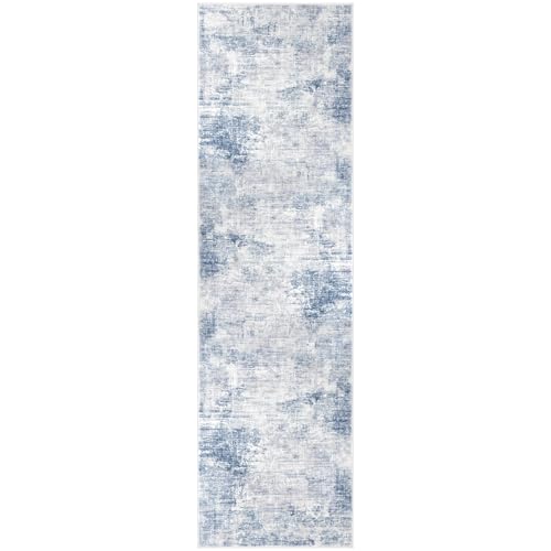 IOHOUZE Abstract Runner Rug 3x10 Ft Washable Runners for Hallways, Non Slip Kitchen Runner Printed Faux Wool Entryway Runner Indoor, Modern Abstract Floor Carpet for Hall Bedroom, Light Blue Grey by IOHOUZE - Used condition - Image 9