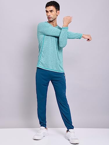 Image of TECHNOSPORT Men's Slim Fit Self-Design Long Sleeve T-Shirt, Double Cool Quick Dry Polyester Sports Tee for Gym, Running, Training, Sports