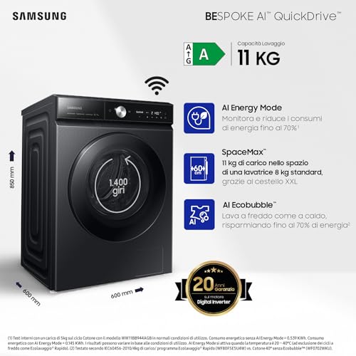 Samsung Bespoke AI Quickdrive WW11DB8B95GBU3