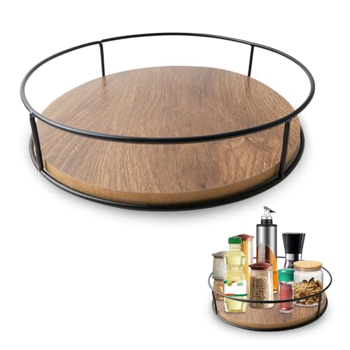 Drehteller Organizer Holz Drehbar Lazy Susan Gewürzregal Runda Drehplatter Organizer Für Schrank Kühlschrank Küchen Arbeitsplaatte Badezimmer